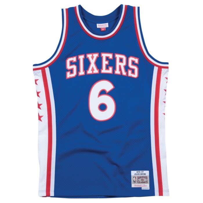 Youth Mitchell & Ness Julius Erving Heathered Gray Philadelphia 76ers  Hardwood Classics Name & Number Pullover
