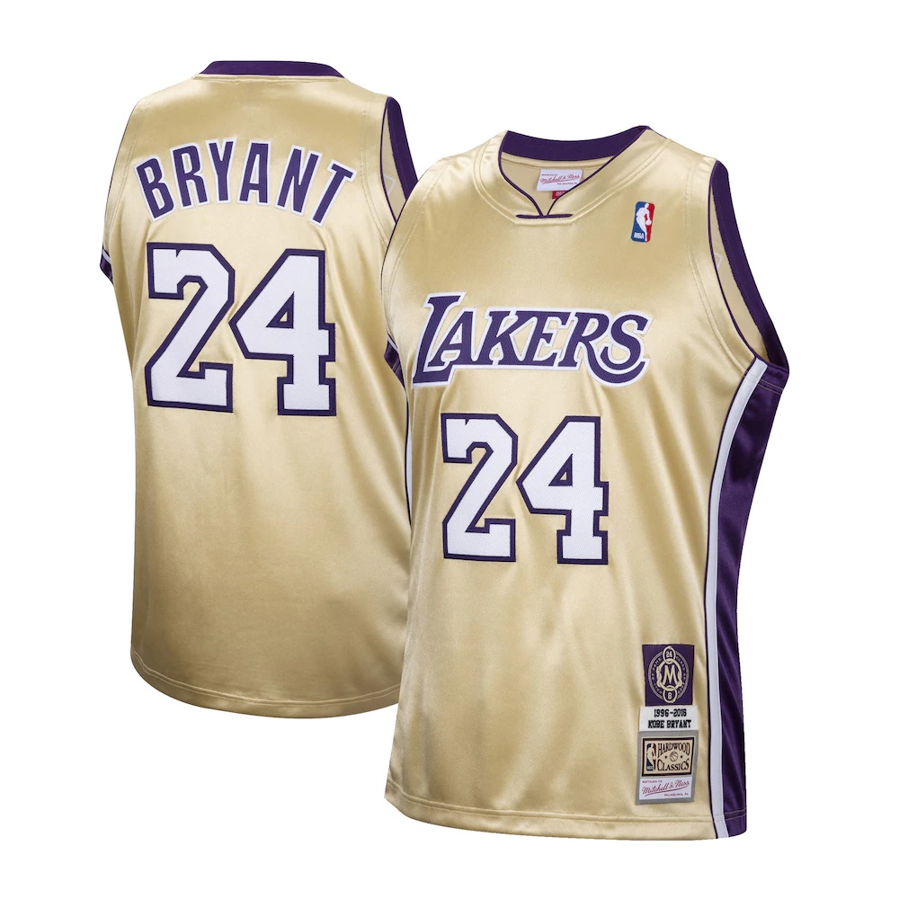 Kobe Bryant NBA Los Angeles Lakers Hardwood Classic 1996-2016 Hall Of Fame  Mitchell & Ness Mens Gold Authentic Jersey