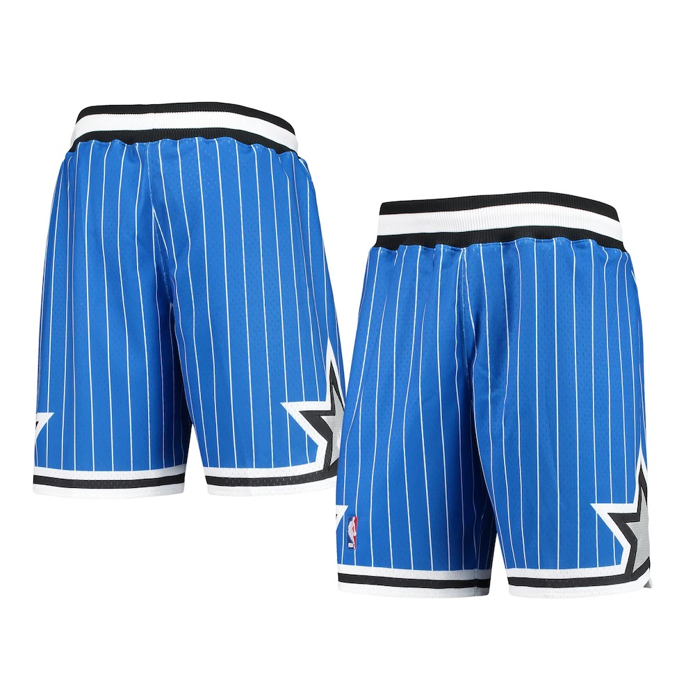 Men's Mitchell & Ness Blue Orlando Magic Hardwood Classics Logo Swingman  Shorts
