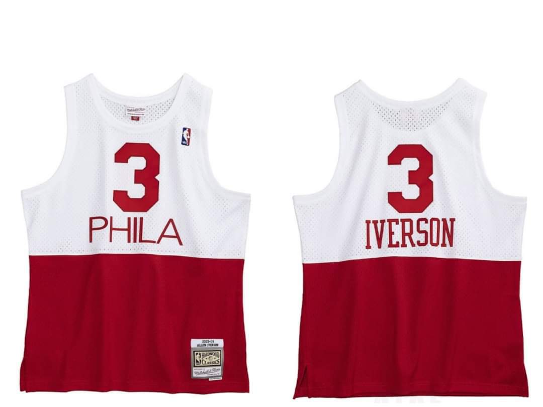 Men's Mitchell & Ness Allen Iverson Red Philadelphia 76ers Hardwood  Classics Swingman Jersey