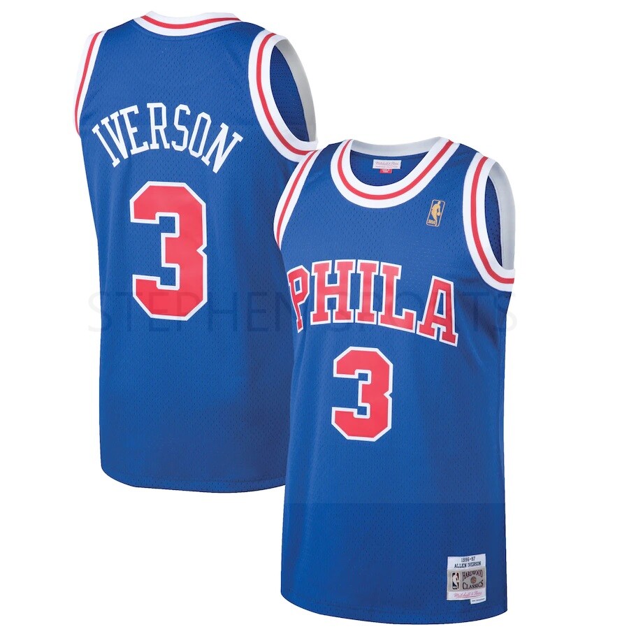 Mens Mitchell & Ness Allen Iverson Black Philadelphia 76ers Authentic Basketball  Jersey
