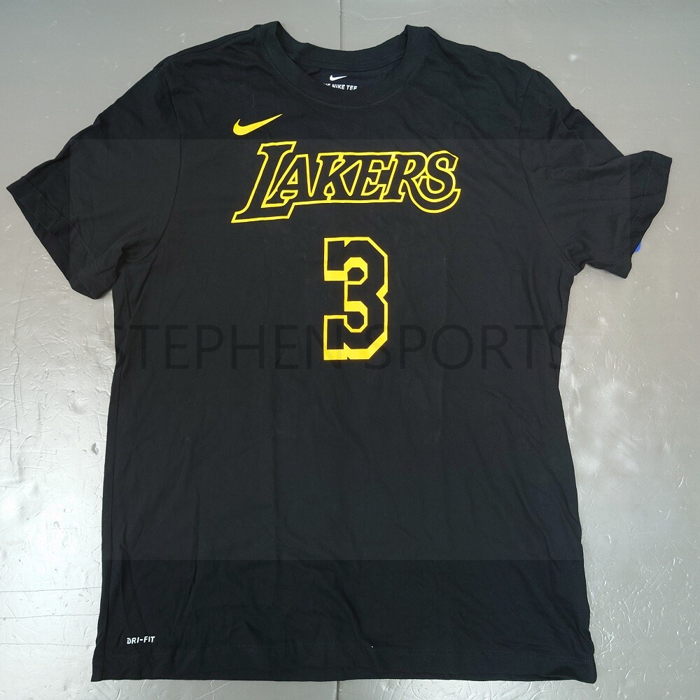 Nike NBA Los Angeles Lakers Anthony Davis Black Restart Name & Number T-Shirt