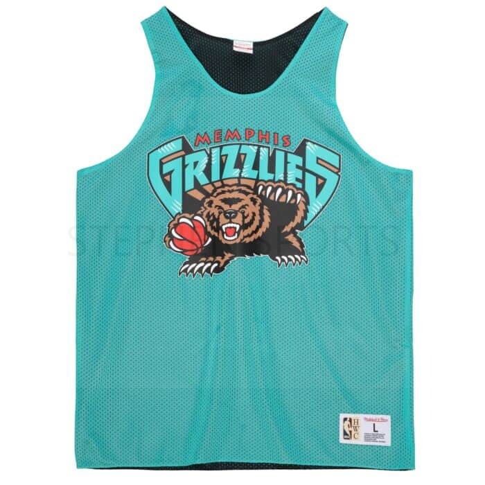 Men's Memphis Grizzlies Mitchell & Ness Teal Hardwood Classics Bear T-Shirt