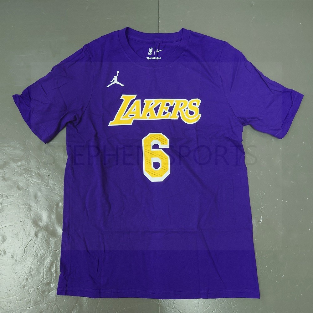 Nike NBA Los Angeles Lakers Jordan LeBron James Purple Number T-Shirt