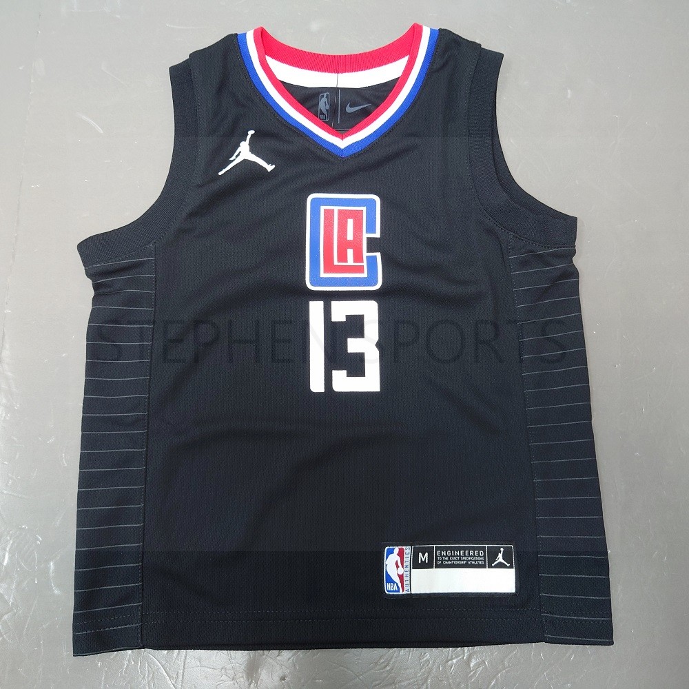 Paul George La Clippers Jordan Brand Youth 2020/21 Swingman Player Jersey - Black Statement Edition