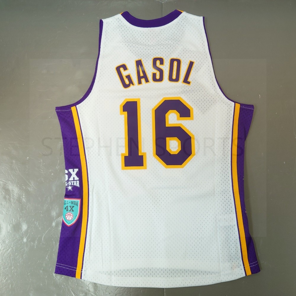Mitchell & Ness NBA Swingman Jersey Los Angeles Lakers Hall of Fame Pau Gasol #16 Men Jerseys Yellow in Size:S